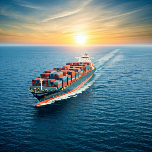 Cargo ship at sea global maritime freight and import export logistics